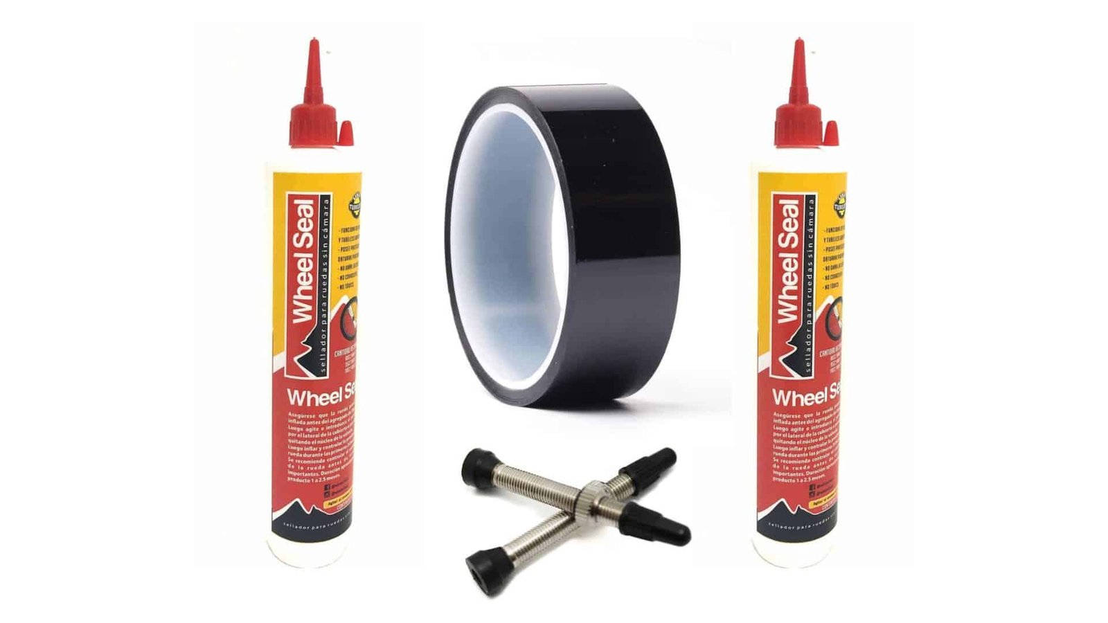 Diseño sin título (2) KIT TUBELESS CINTA 32MM + LIQUIDO + VALVULAS 2 Ruedas - Imagen 1