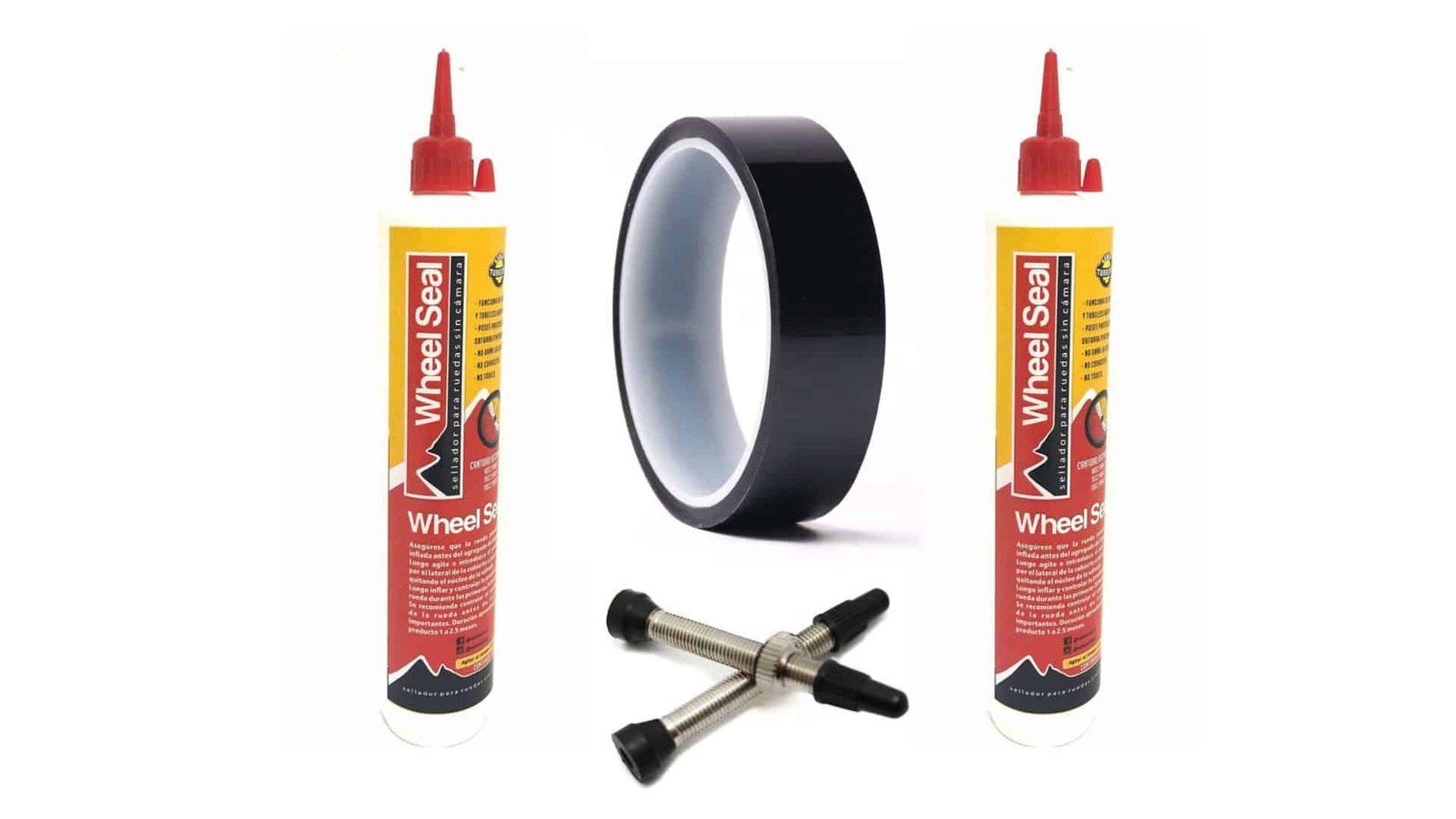 Diseño sin título (3) KIT TUBELESS CINTA 27MM + LIQUIDO + VALVULAS 2 Ruedas - Imagen 1